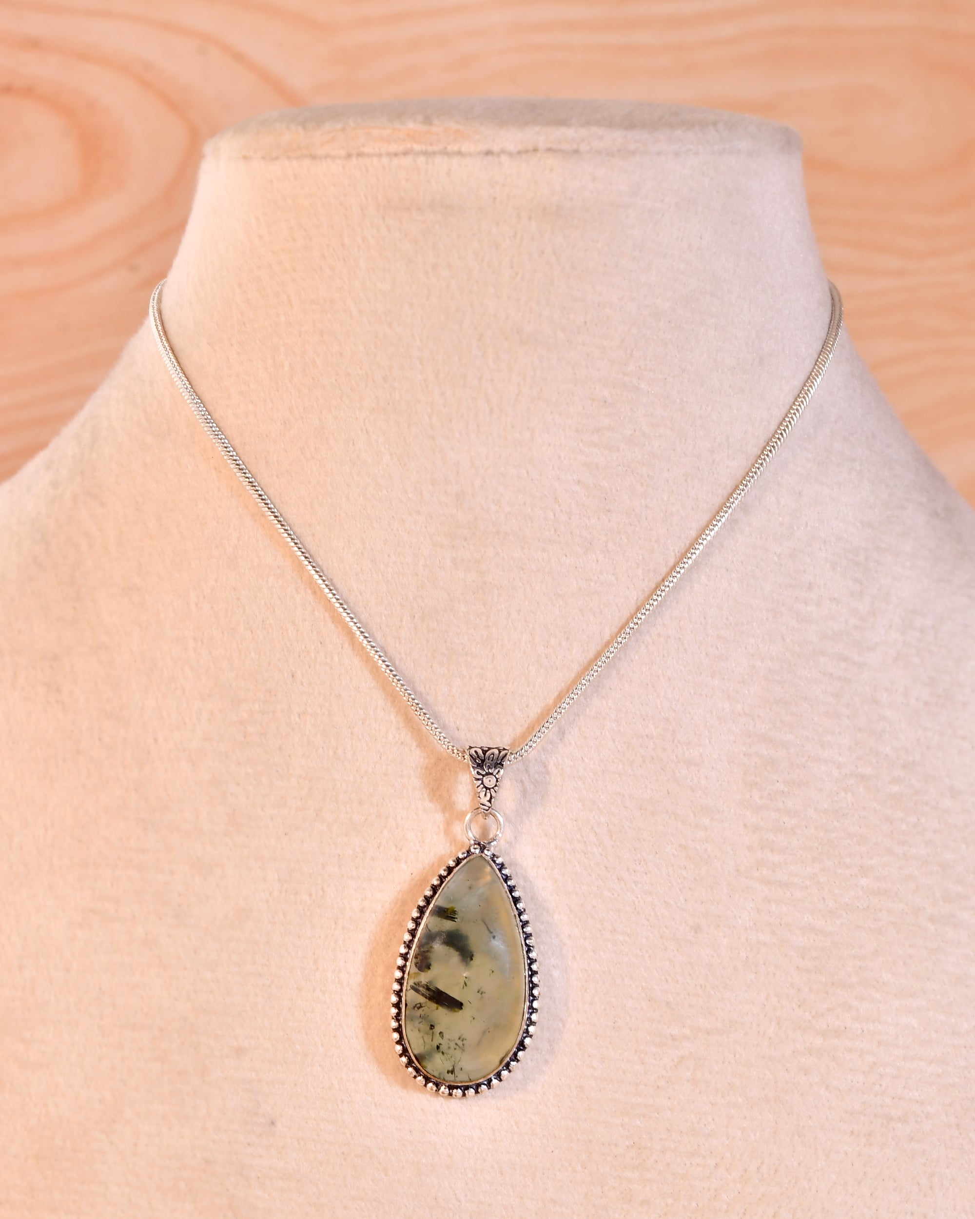 NATURAL PREHNITE  PENDANT